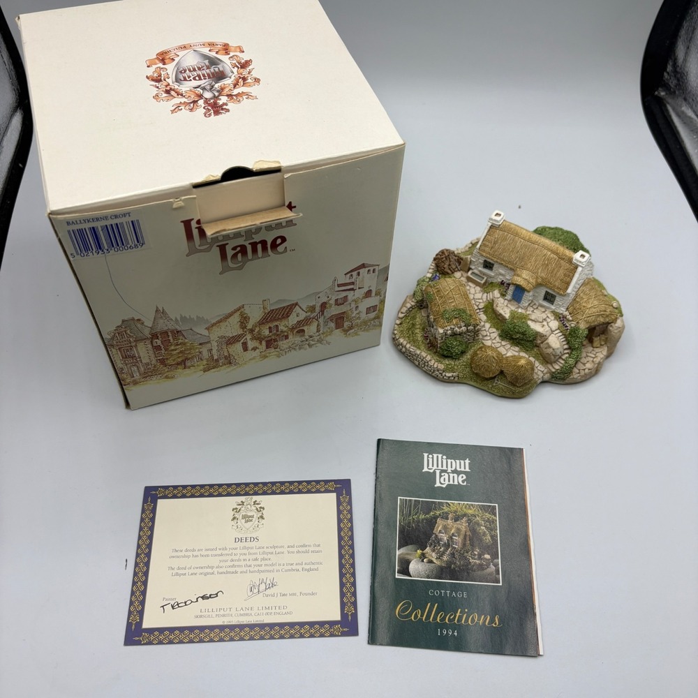 Lilliput Lane Ballykerne Croft 1989 Irish Collection Box Deed Brochure Cottage
